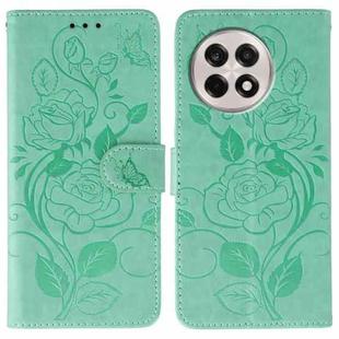 For OnePlus Ace 5 Pro / Ace 5 Rose Butterfly Embossed Leather Phone Case(Green)
