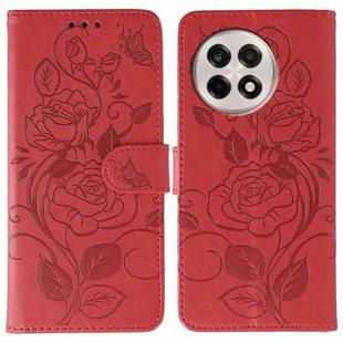 For OnePlus Ace 5 Pro / Ace 5 Rose Butterfly Embossed Leather Phone Case(Red)