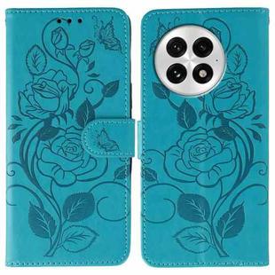 For OnePlus 13 Rose Butterfly Embossed Leather Phone Case(Blue)