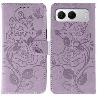For OnePlus Nord 4 Rose Butterfly Embossed Leather Phone Case(Purple)