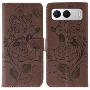 For OnePlus Nord 4 Rose Butterfly Embossed Leather Phone Case(Brown)