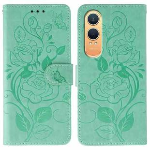 For OnePlus Nord CE4 Lite Global Rose Butterfly Embossed Leather Phone Case(Green)