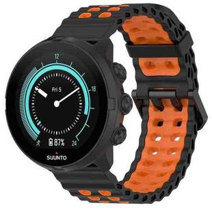 22mm Ocean Dual Pin Buckle Silicone Watch Band(Black Orange)