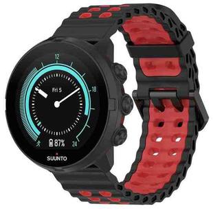 22mm Ocean Dual Pin Buckle Silicone Watch Band(Black Red)
