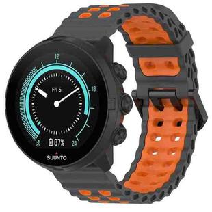 22mm Ocean Dual Pin Buckle Silicone Watch Band(Space Grey Orange)