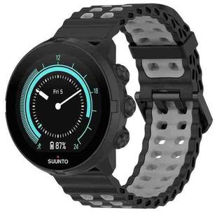 24mm Ocean Dual Pin Buckle Silicone Watch Band(Black Grey)