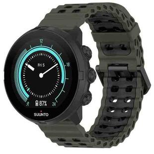 24mm Ocean Dual Pin Buckle Silicone Watch Band(Army Green Black)