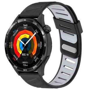 22mm Slanted Hole Two Color Silicone Watch Band(Black Grey)