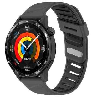 22mm Slanted Hole Two Color Silicone Watch Band(Grey Black)