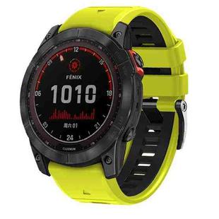 For Garmin 26mm Two Color Screw Buckle Quick Release Silicone Watch Band(Lime Black)