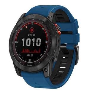 For Garmin 22mm Two Color Screw Buckle Quick Release Silicone Watch Band(Royal Blue Black)