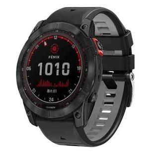 For Garmin 22mm Two Color Screw Buckle Quick Release Silicone Watch Band(Black Grey)