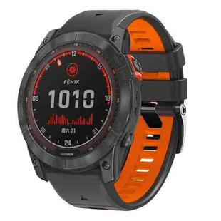 For Garmin 22mm Two Color Screw Buckle Quick Release Silicone Watch Band(Grey Orange)
