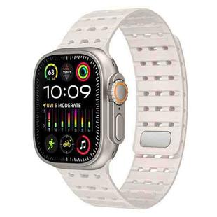 For Apple Watch 46mm / 49mm / 45mm / 44mm Two-Tone Breathable Magnetic Silicone Watch Band(Starlight)