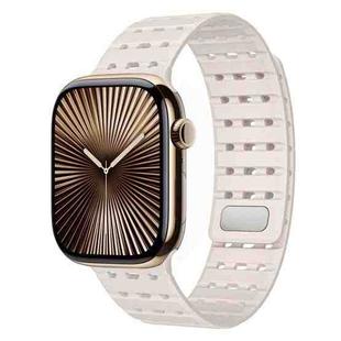 For Apple Watch 42mm / 41mm / 40mm / 38mm Two-Tone Breathable Magnetic Silicone Watch Band(Starlight)