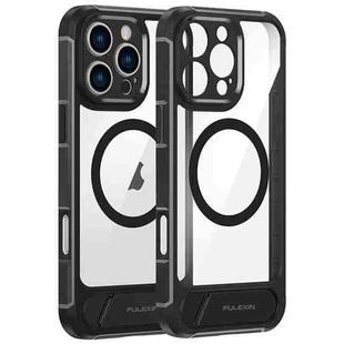 For iPhone 16 Pro FULEXIN L1 Series Transparent MagSafe Holder Phone Case(Black)