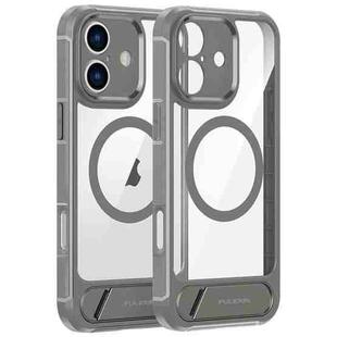 For iPhone 16 FULEXIN L1 Series Transparent MagSafe Holder Phone Case(Grey)
