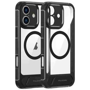 For iPhone 16 FULEXIN L1 Series Transparent MagSafe Holder Phone Case(Black)