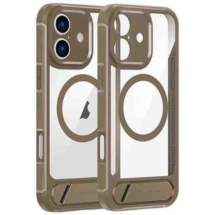 For iPhone 16 FULEXIN L1 Series Transparent MagSafe Holder Phone Case(Desert Gold)