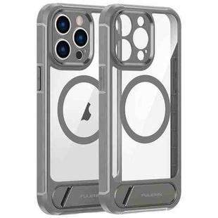 For iPhone 15 Pro Max FULEXIN L1 Series Transparent MagSafe Holder Phone Case(Grey)