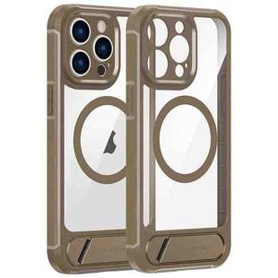 For iPhone 15 Pro FULEXIN L1 Series Transparent MagSafe Holder Phone Case(Desert Gold)