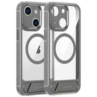 For iPhone 15 FULEXIN L1 Series Transparent MagSafe Holder Phone Case(Grey)