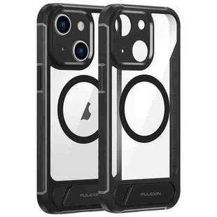 For iPhone 14 FULEXIN L1 Series Transparent MagSafe Holder Phone Case(Black)