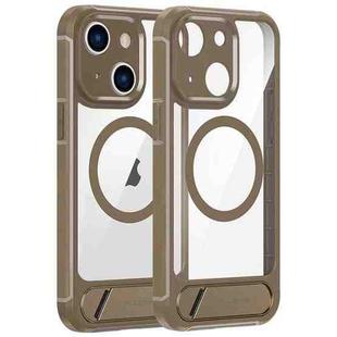 For iPhone 14 FULEXIN L1 Series Transparent MagSafe Holder Phone Case(Desert Gold)