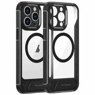 For iPhone 14 Pro FULEXIN L1 Series Transparent MagSafe Holder Phone Case(Black)
