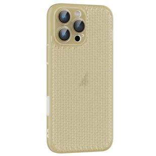 For iPhone 16 Pro Ice Cream Dream Network Cooling PC Phone Case with Lens Film(Transparent Gold)
