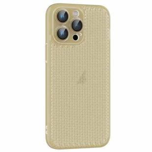 For iPhone 15 Pro Max Ice Cream Dream Network Cooling PC Phone Case with Lens Film(Transparent Gold)
