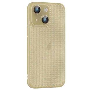 For iPhone 13 Ice Cream Dream Network Cooling PC Phone Case with Lens Film(Transparent Gold)