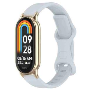 12mm Butterfly Buckle Silicone Watch Band(Light Grey)