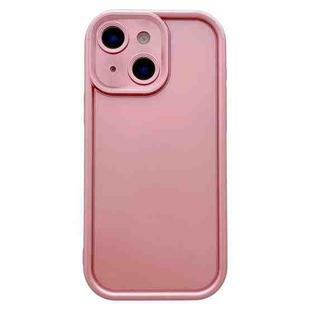 For iPhone 13 Solid Color Metallic Paint Precise Hole TPU Phone Case(Pink)