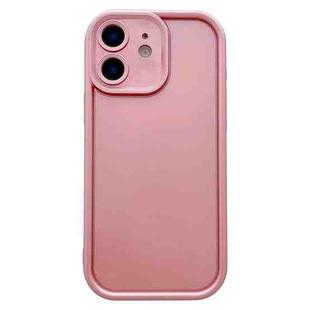 For iPhone 12 Solid Color Metallic Paint Precise Hole TPU Phone Case(Pink)