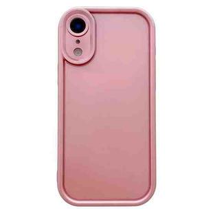 For iPhone XR Solid Color Metallic Paint Precise Hole TPU Phone Case(Pink)