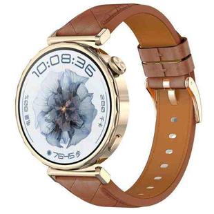 18mm Square Leather Rose Gold Buckle Watch Band(Brown)