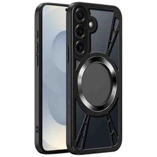 For Samsung Galaxy S25+ 5G Silicone Cooling Hollow Metal MagSafe Phone Case(Black)