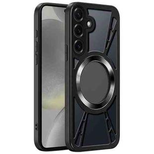 For Samsung Galaxy S24 5G Silicone Cooling Hollow Metal MagSafe Phone Case(Black)