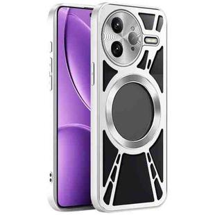 For Xiaomi K80 Pro Silicone Cooling Hollow Metal MagSafe Phone Case(Silver)