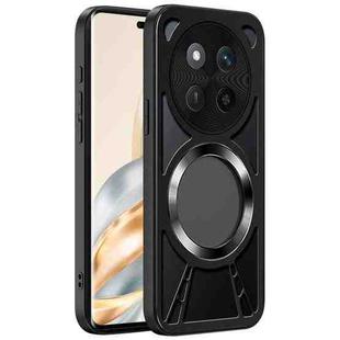 For Honor X60 Pro Silicone Cooling Hollow Metal MagSafe Phone Case(Black)