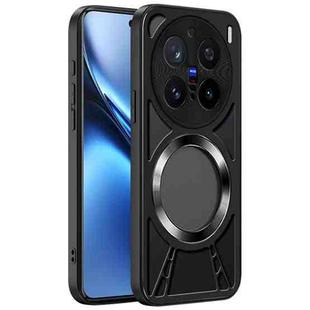 For vivo X200 Pro Silicone Cooling Hollow Metal MagSafe Phone Case(Black)