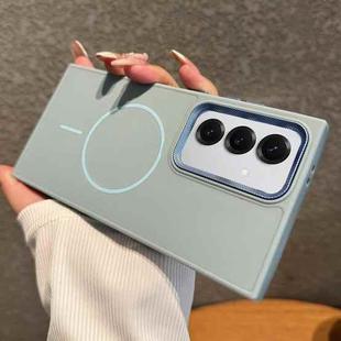 For Samsung Galaxy S25 5G Metal Diamond Texture Lens Frame MagSafe Phone Case(Blue)