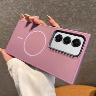For Samsung Galaxy S25 5G Metal Diamond Texture Lens Frame MagSafe Phone Case(Purple)