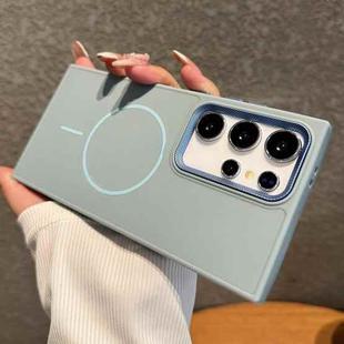 For Samsung Galaxy S25 Ultra 5G Metal Diamond Texture Lens Frame MagSafe Phone Case(Blue)
