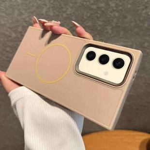 For Samsung Galaxy S24 FE 5G Metal Diamond Texture Lens Frame MagSafe Phone Case(Khaki)