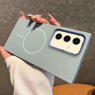 For Samsung Galaxy S24 5G Metal Diamond Texture Lens Frame MagSafe Phone Case(Blue)