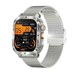 AK80 BT Call Smart Watch, Support Blood Oxygen / Blood Pressure / Heart Rate / Sports Health Monitoring Fitness Tracker(Silver Mesh Steel)