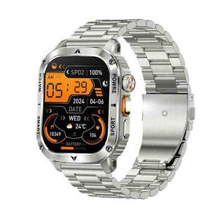 AK80 BT Call Smart Watch, Support Blood Oxygen / Blood Pressure / Heart Rate / Sports Health Monitoring Fitness Tracker(Silver 3-Bead Steel)