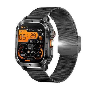 AK80 BT Call Smart Watch, Support Blood Oxygen / Blood Pressure / Heart Rate / Sports Health Monitoring Fitness Tracker(Black Mesh Steel)